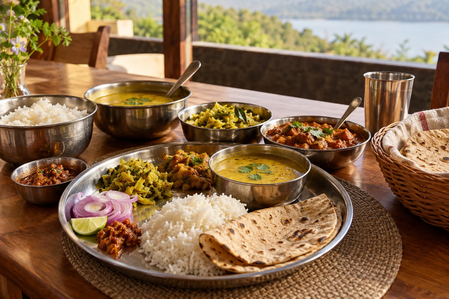 Illustrative home-style Indian meal